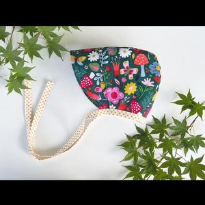 Mushroom Floral Baby Bonnet 3-6 months